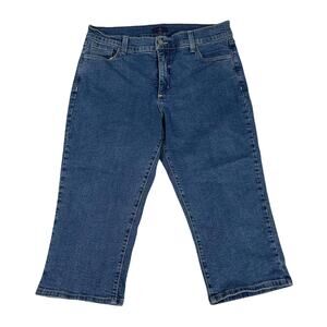 NYDJ Medium Wash Capri Jean Marylin Rhinestone Embellished Women's 14 Petite Y2K